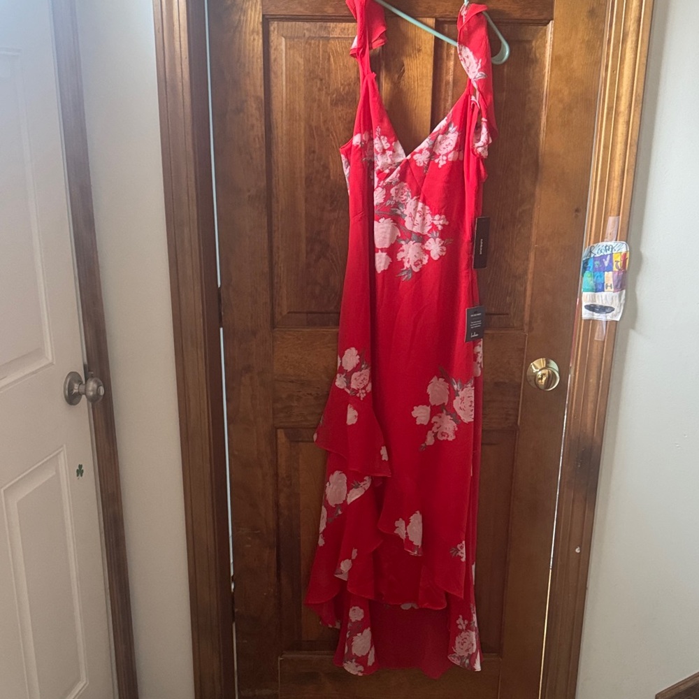 Lulu's Vibrant Red and White Floral Dress